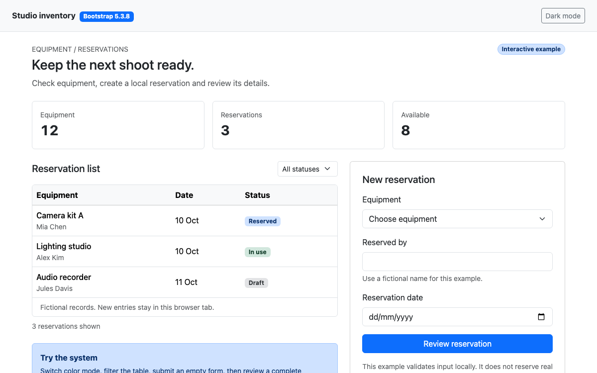Bootstrap interface study