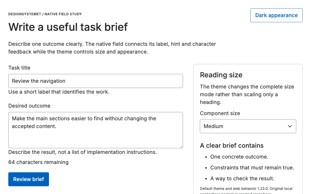 Designsystemet interface study