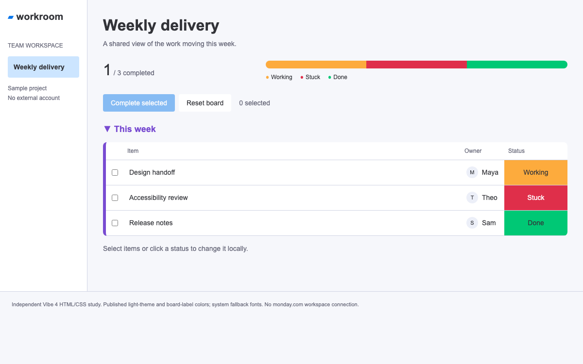 Monday Vibe interface study