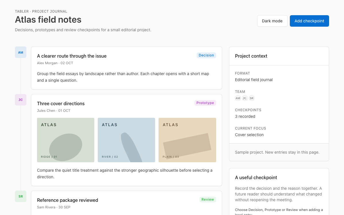 Tabler interface study