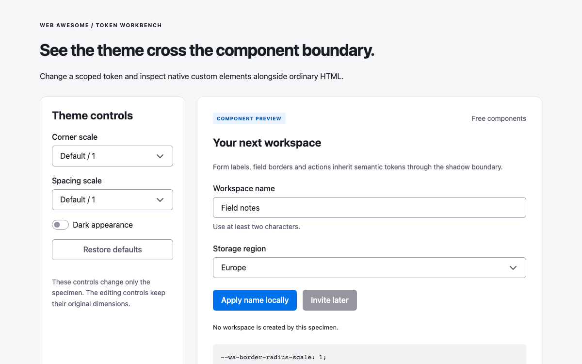Web Awesome interface study