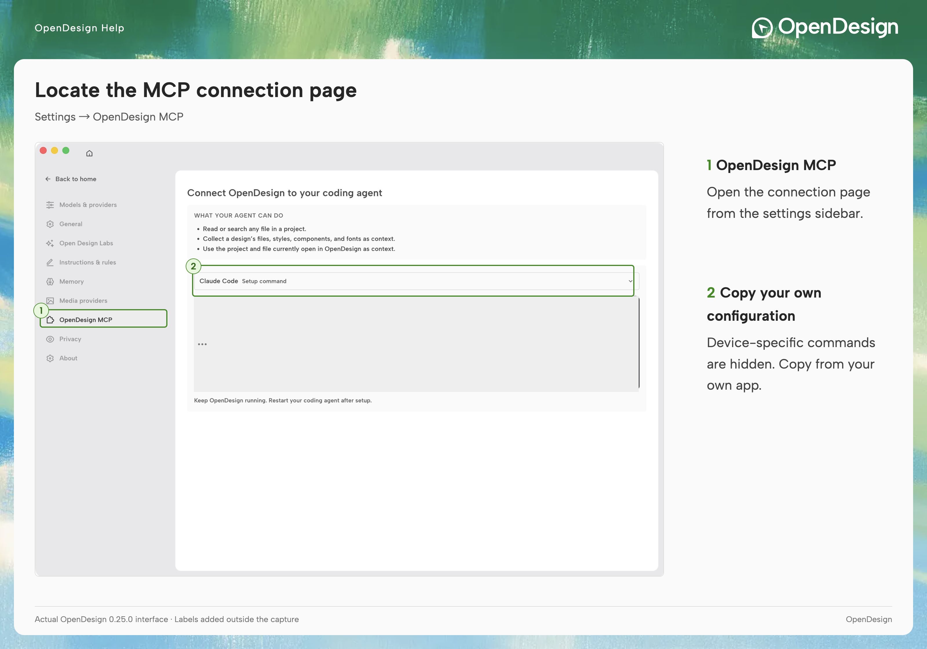 Choose the target agent and copy the configuration generated for this device.