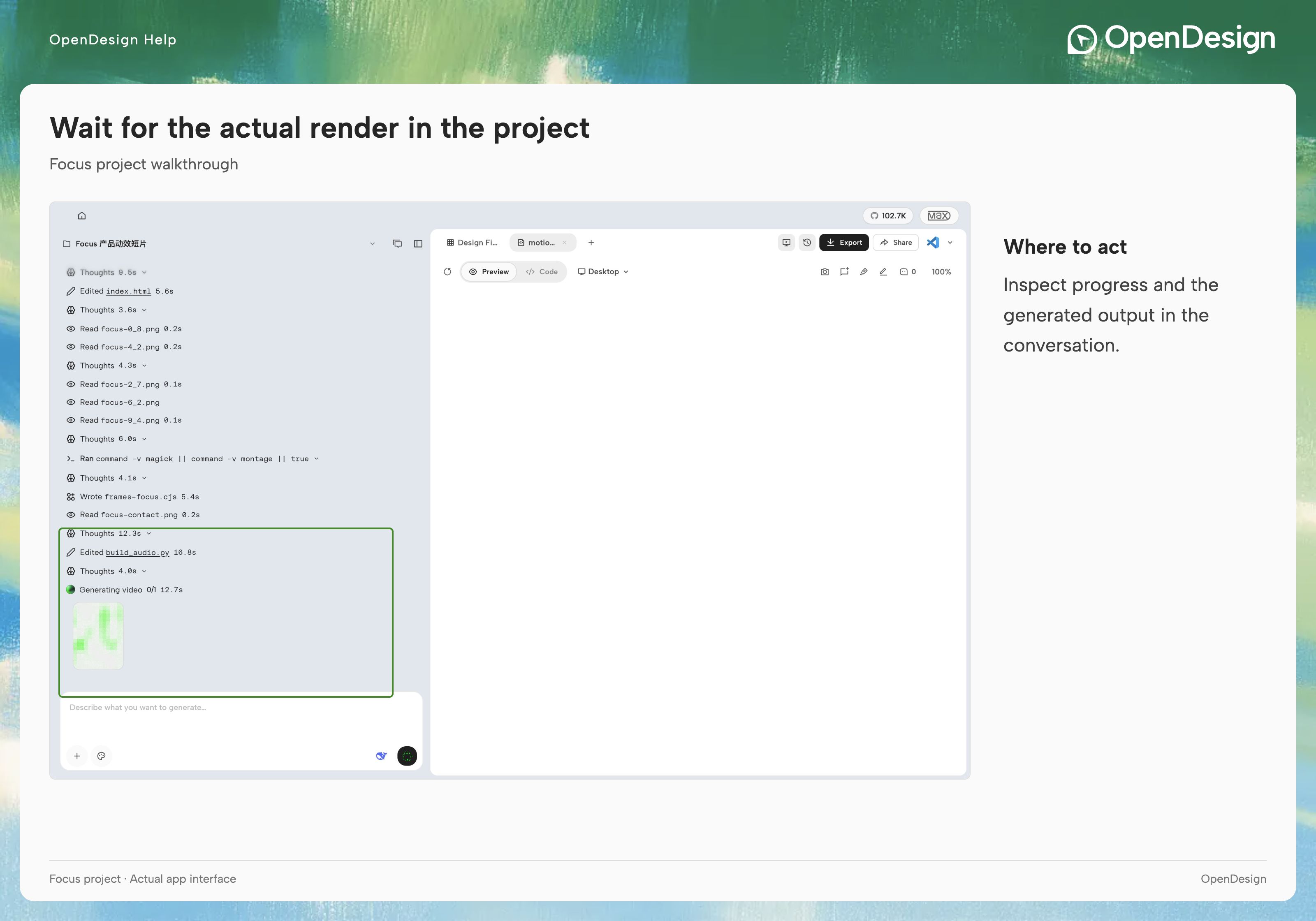 The app rendering the actual video.