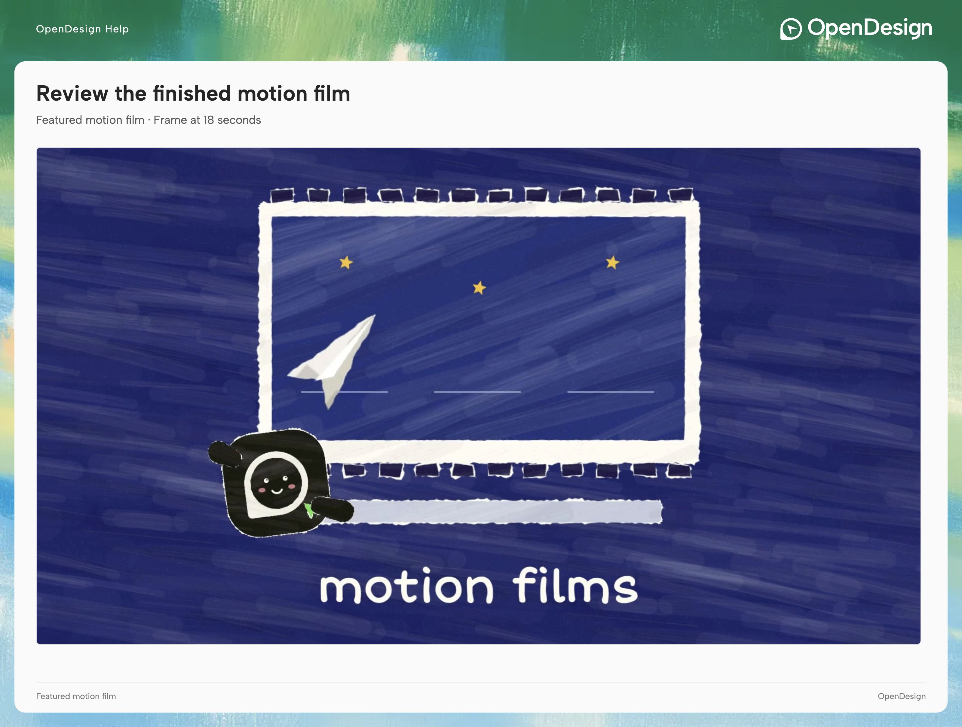 The blue hand-painted scene at 18 seconds in the featured film.