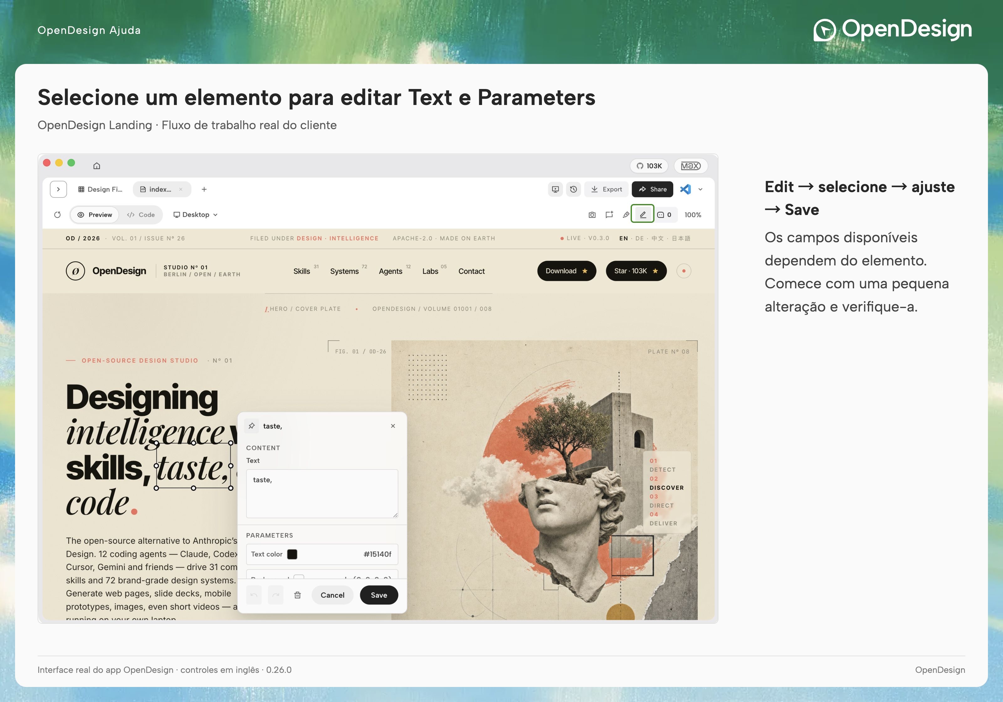 Abra o arquivo HTML em Design Files, mude para Preview e localize Edit no canto superior direito.