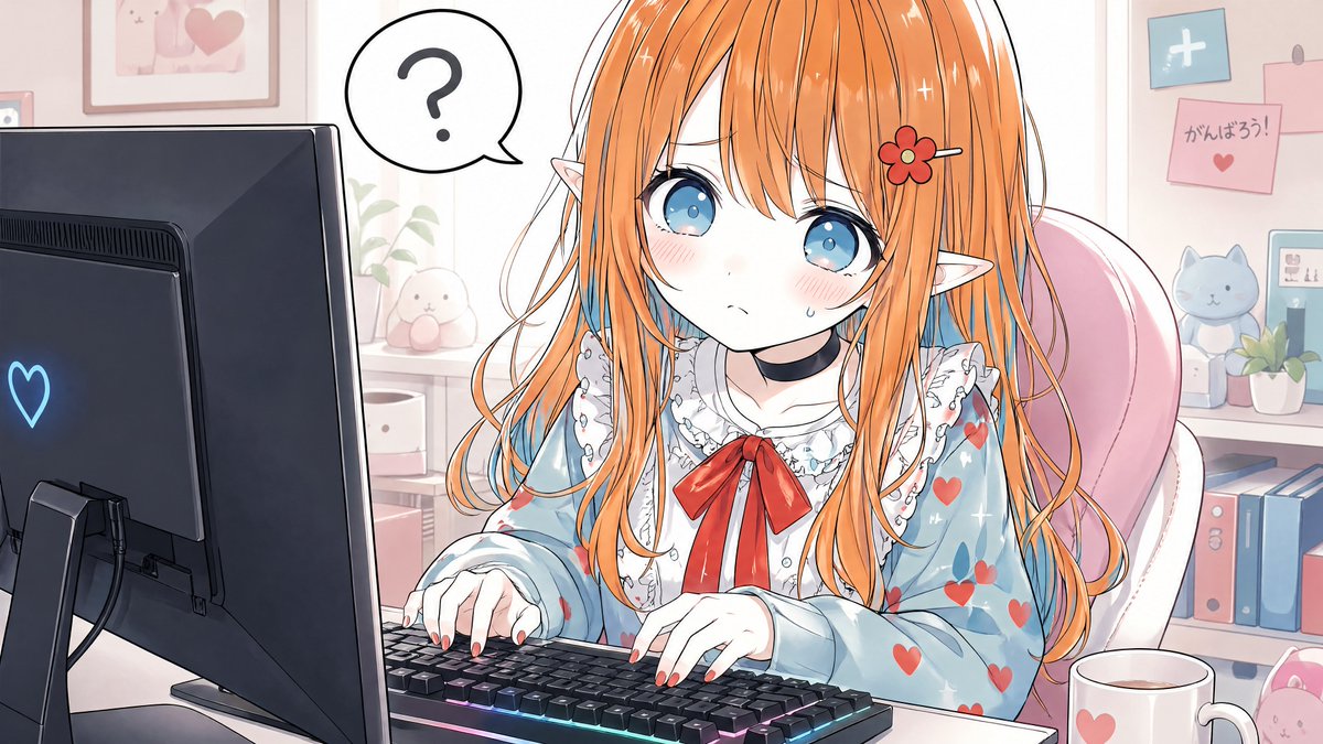 Social Media Post - Confused Elf Girl at Pastel Desk preview