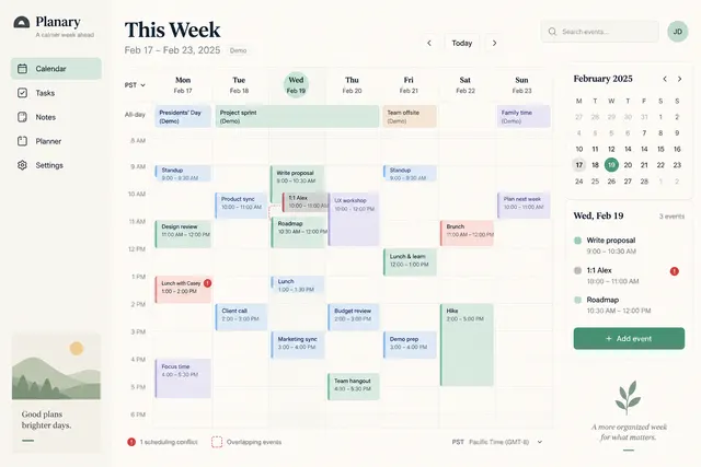AI-generated visual concept for calendar week planner