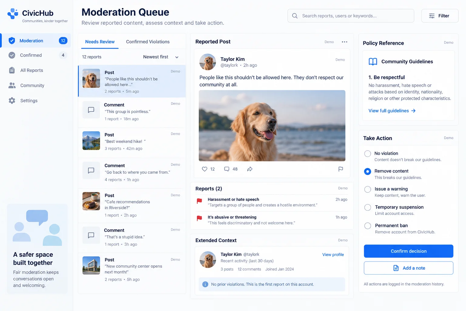 AI-generated visual concept for community moderation queue