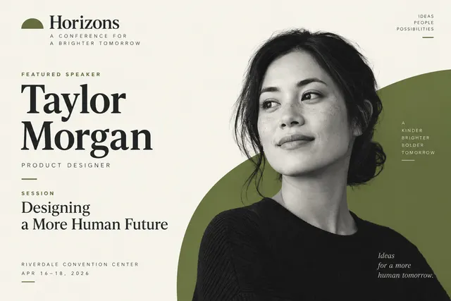 AI-generated visual concept for conference speaker card