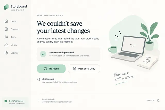 AI-generated visual concept for error and recovery screen