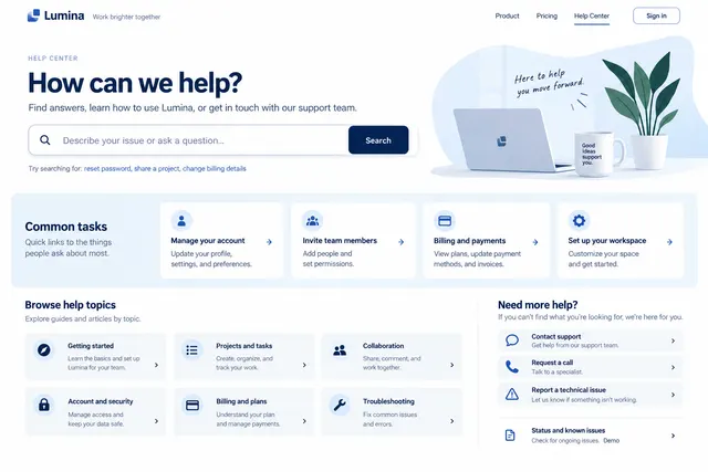 AI-generated visual concept for help center homepage