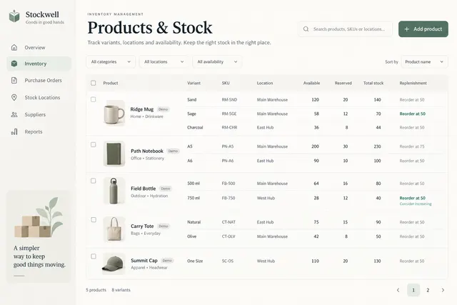 AI-generated visual concept for inventory management table