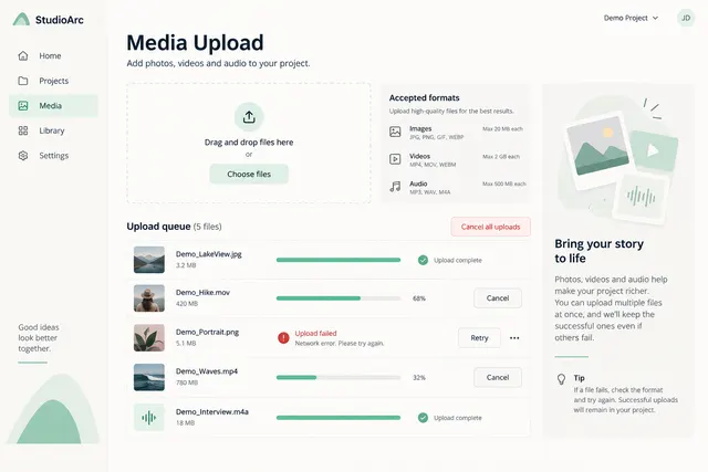 AI-generated visual concept for media upload flow
