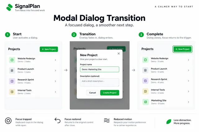AI-generated visual concept for modal dialog transition