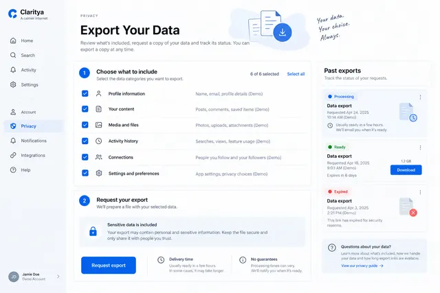 AI-generated visual concept for privacy and data export