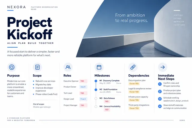 AI-generated visual concept for project kickoff deck