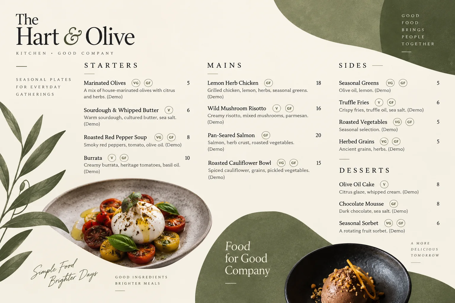 AI-generated visual concept for restaurant menu layout