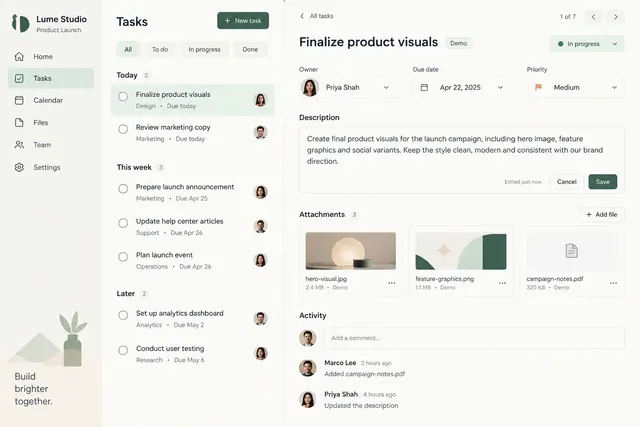 AI-generated visual concept for task detail panel