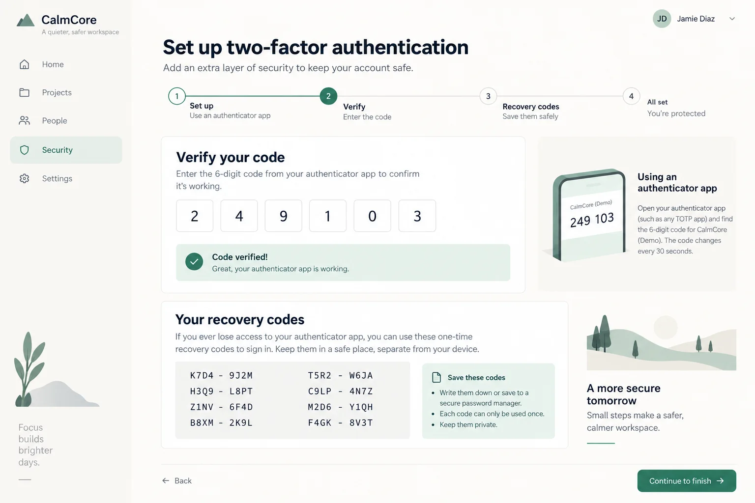 AI-generated visual concept for two-factor setup flow
