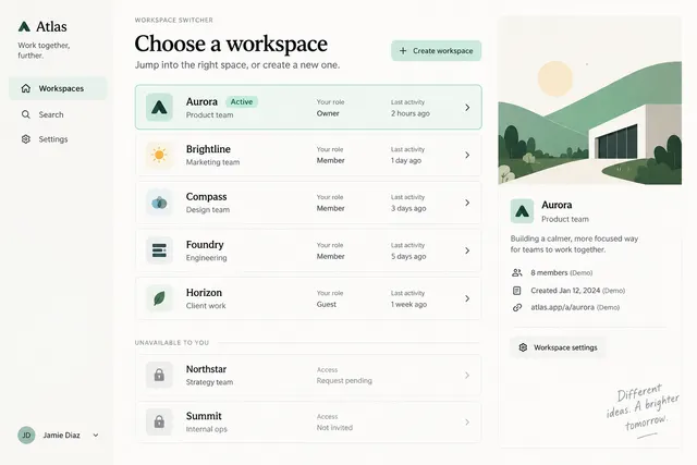 AI-generated visual concept for workspace switcher