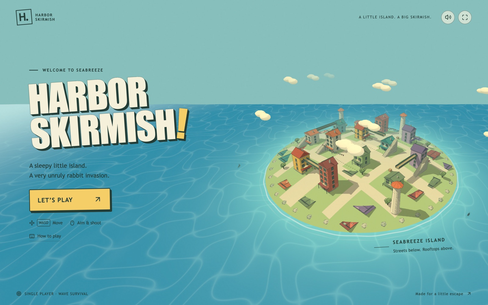 Harbor Skirmish island overview and start screen