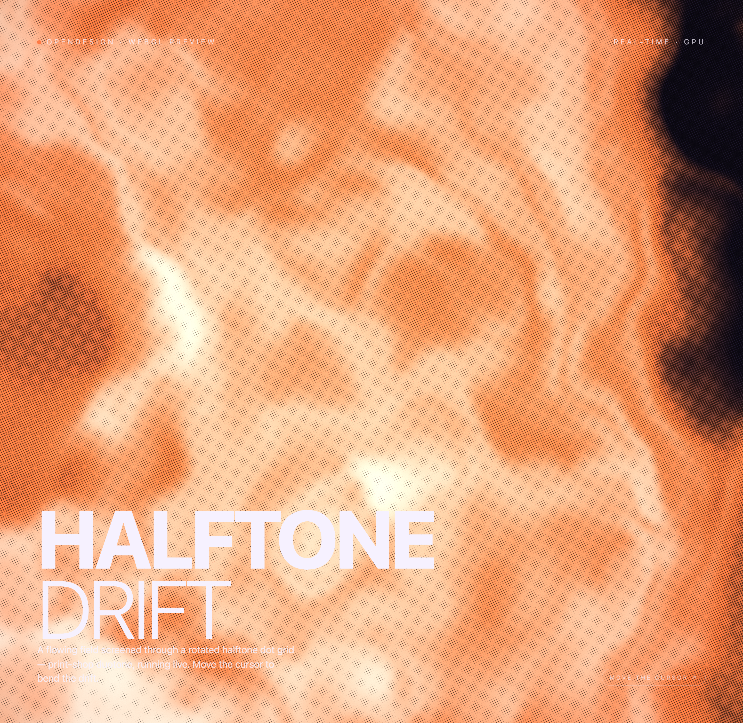 Flowing orange and cream abstract bands behind a large white two-line title.