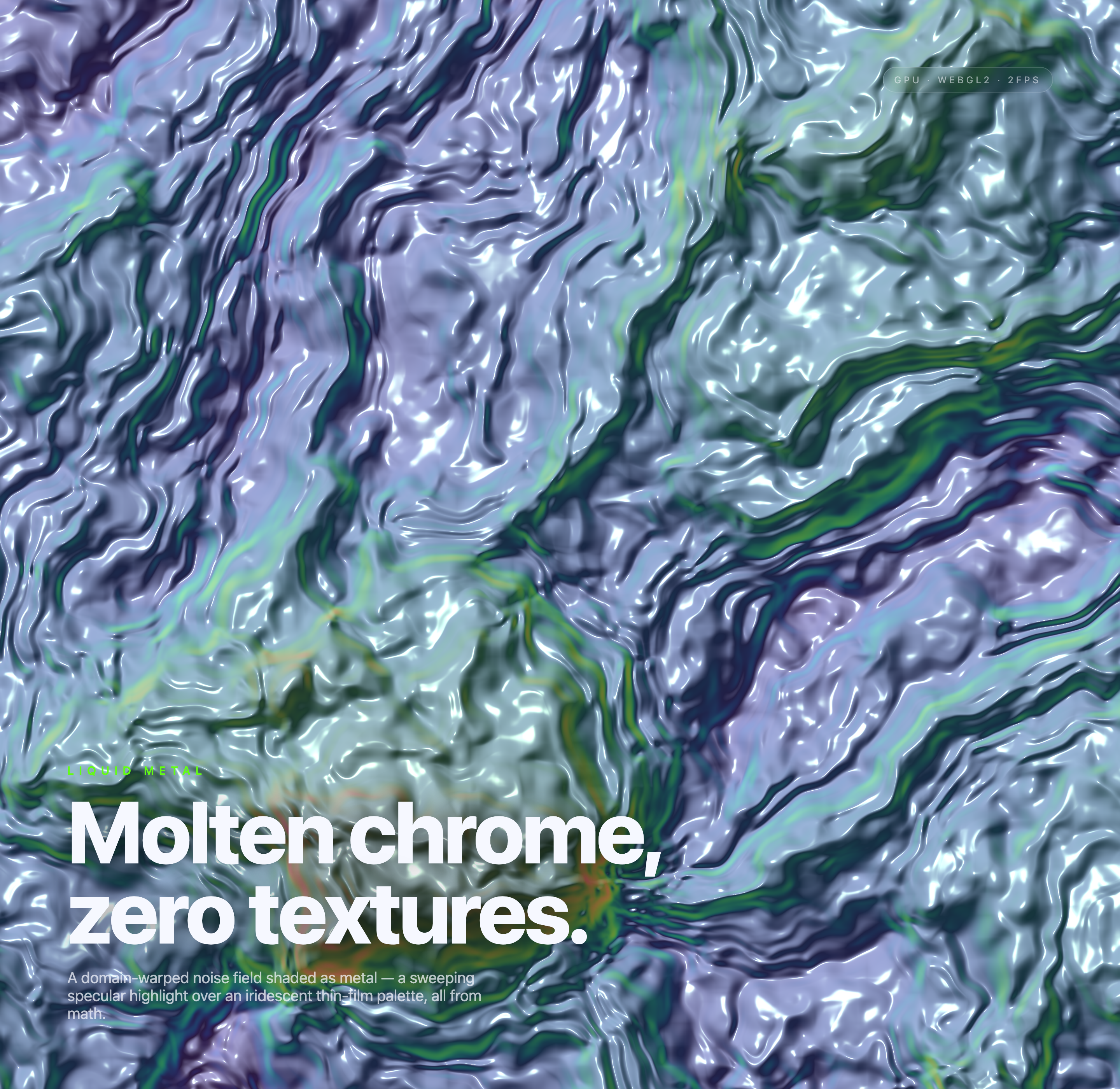 A darker captured state emphasizes green and blue channels within the reflective field.