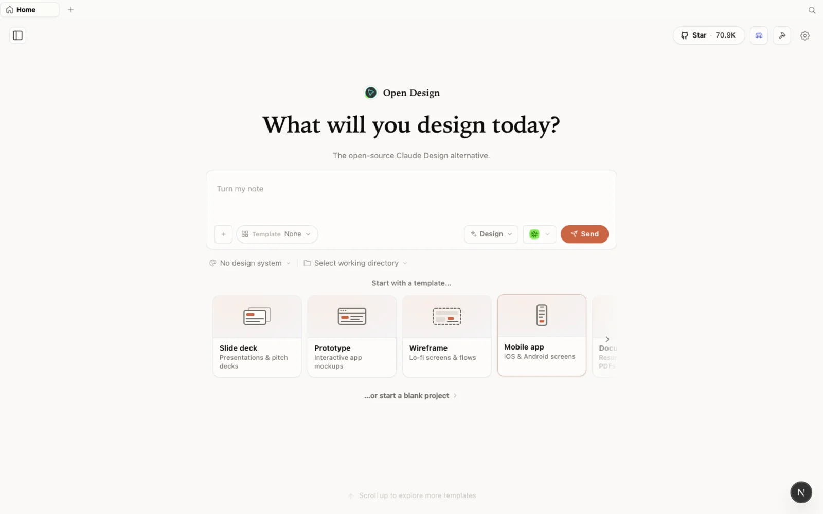 The Open Design workspace running before it goes to the cloud.